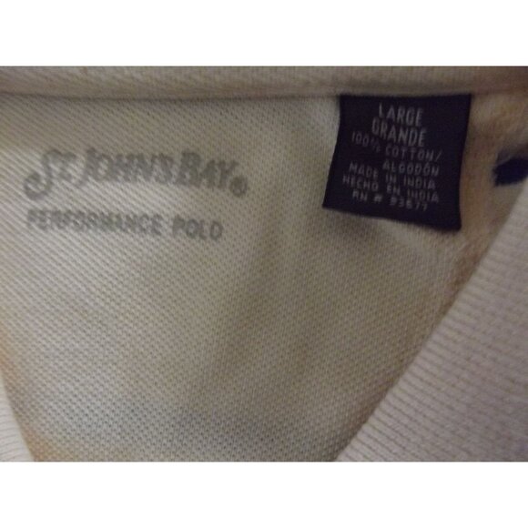 St John's Bay Polo Shirt Mens Large Yellow Blue White Striped Pique short sleeve - Picture 5 of 7